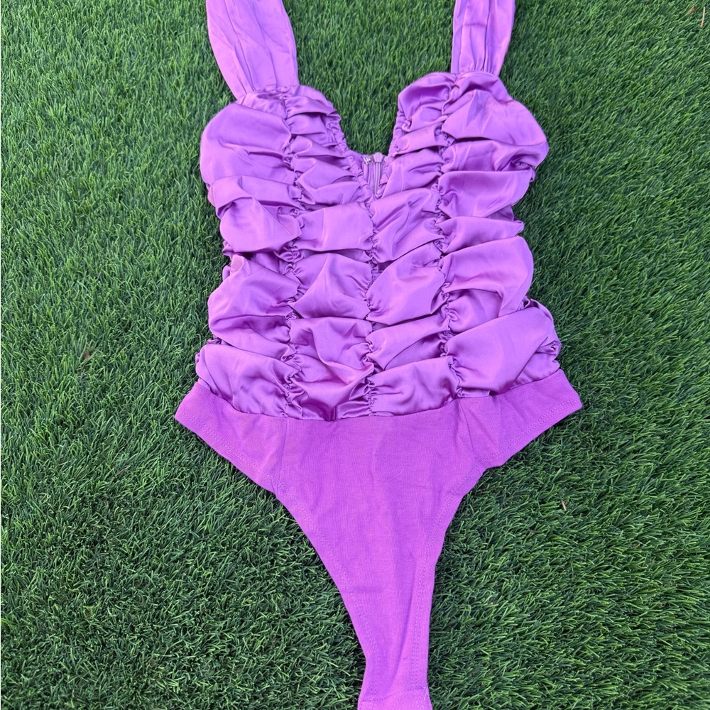 Purple Ruching Body Suit